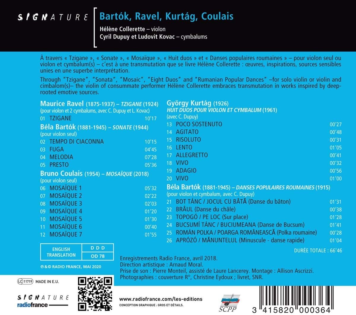 Bartók, Ravel, Kurtág, Coulais