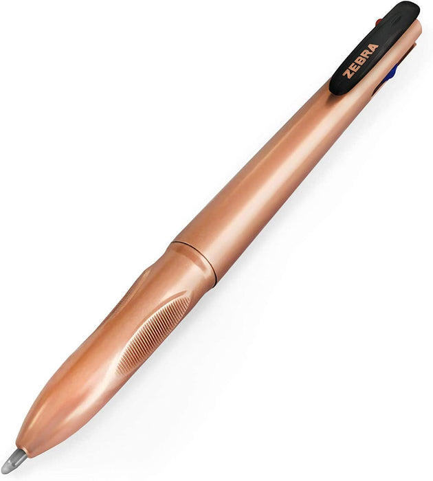 Zebra Pen Z-Grip Elegance Retractable Ballpoint Pen, Medium Point, 1.0mm, 4-Colour Ink, Rose Gold Barrel, 10-Pack