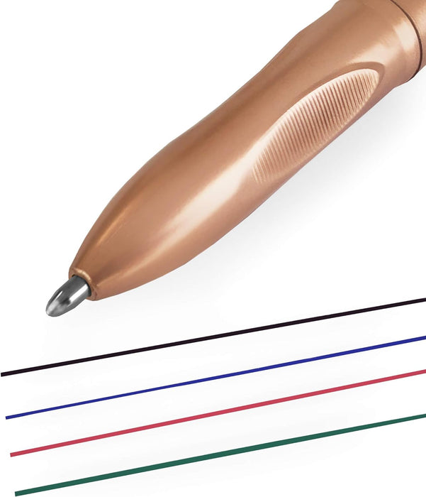 Zebra Pen Z-Grip Elegance Retractable Ballpoint Pen, Medium Point, 1.0mm, 4-Colour Ink, Rose Gold Barrel, 10-Pack