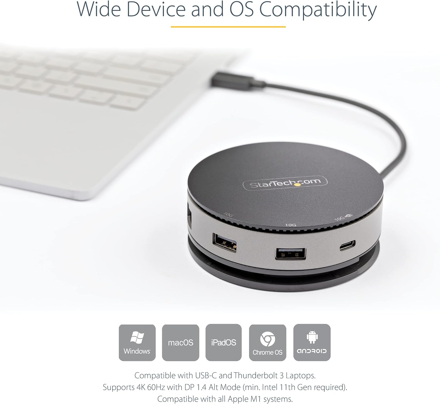 StarTech.com USB C Multiport Adapter - USB 3.1 Gen 2 10Gbps Type-C Mini Dock with 4K 60Hz HDMI/DisplayPort or 1080p VGA - 75W PD Passthrough, 3-Port USB Hub, GbE - Mobile Docking Station (DKT31CHDVCM
