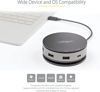 StarTech.com USB C Multiport Adapter - USB 3.1 Gen 2 10Gbps Type-C Mini Dock with 4K 60Hz HDMI/DisplayPort or 1080p VGA - 75W PD Passthrough, 3-Port USB Hub, GbE - Mobile Docking Station (DKT31CHDVCM