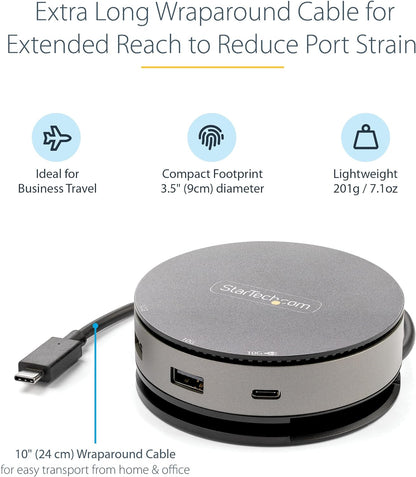 StarTech.com USB C Multiport Adapter - USB 3.1 Gen 2 10Gbps Type-C Mini Dock with 4K 60Hz HDMI/DisplayPort or 1080p VGA - 75W PD Passthrough, 3-Port USB Hub, GbE - Mobile Docking Station (DKT31CHDVCM