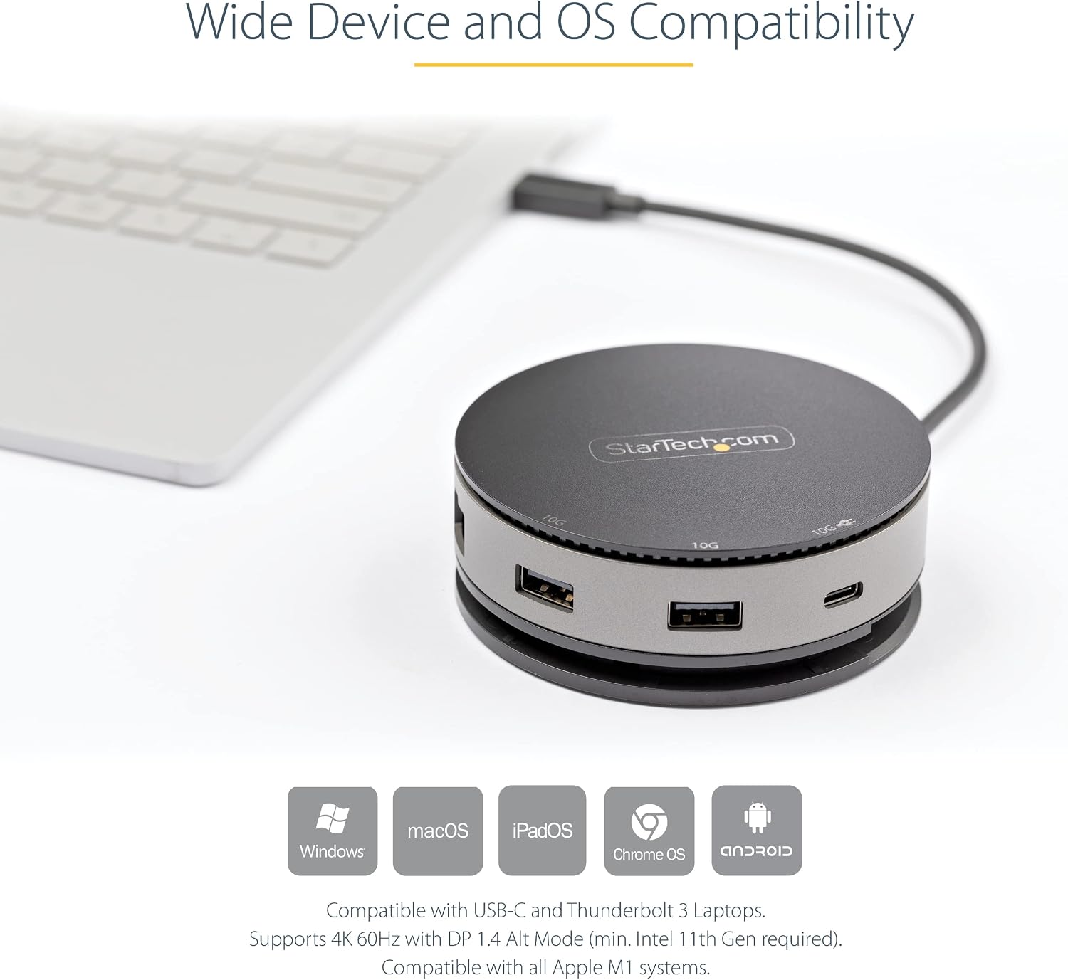 StarTech.com USB C Multiport Adapter - USB 3.1 Gen 2 10Gbps Type-C Mini Dock with 4K 60Hz HDMI/DisplayPort or 1080p VGA - 75W PD Passthrough, 3-Port USB Hub, GbE - Mobile Docking Station (DKT31CHDVCM)