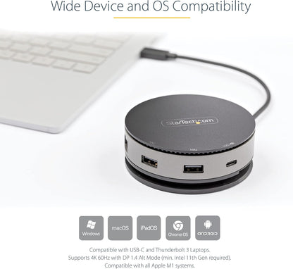 StarTech.com USB C Multiport Adapter - USB 3.1 Gen 2 10Gbps Type-C Mini Dock with 4K 60Hz HDMI/DisplayPort or 1080p VGA - 75W PD Passthrough, 3-Port USB Hub, GbE - Mobile Docking Station (DKT31CHDVCM)