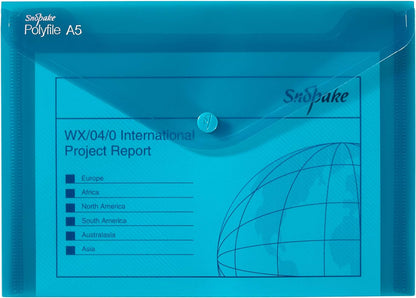 Snopake A5 Polyfile Popper Wallet with Press Stud Closure – Electra Assorted  Ref: 11355