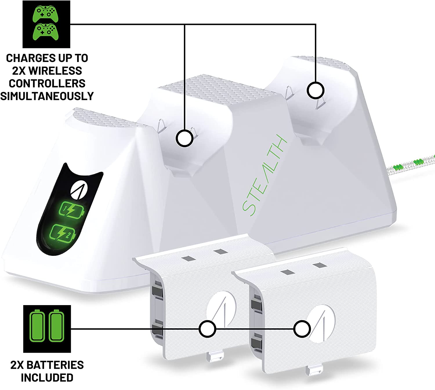 Stealth Sx-C100 X Twin Charging Dock for Xbox Series X/S - White (Xbox Series X)