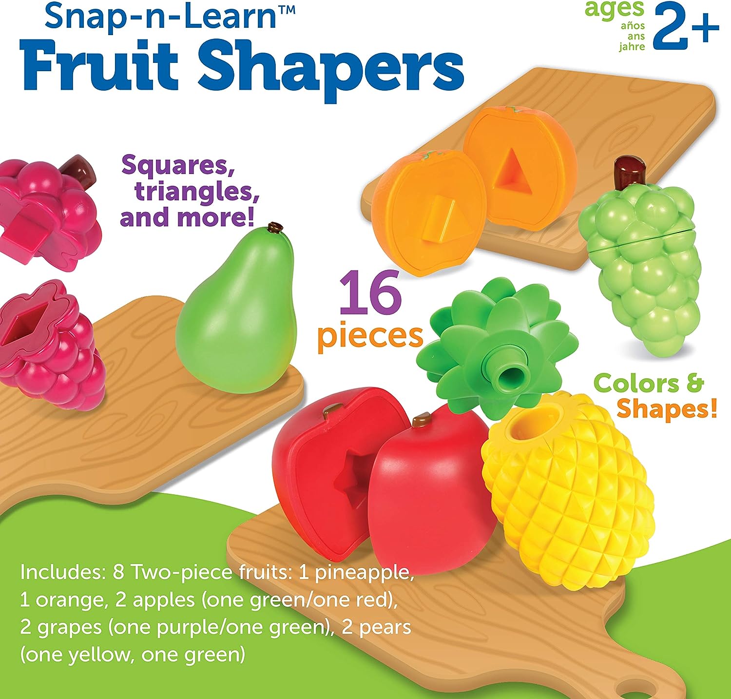 Learning Resources Snap-n-Learn Fruit Shapers, Fine Motor Toy for Toddlers, Ages 2+
