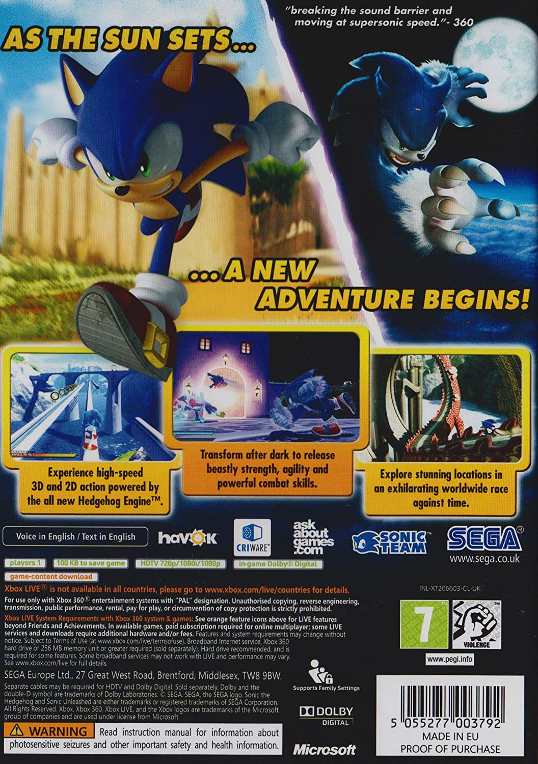 Sonic Unleashed - Classics Edition (Xbox 360