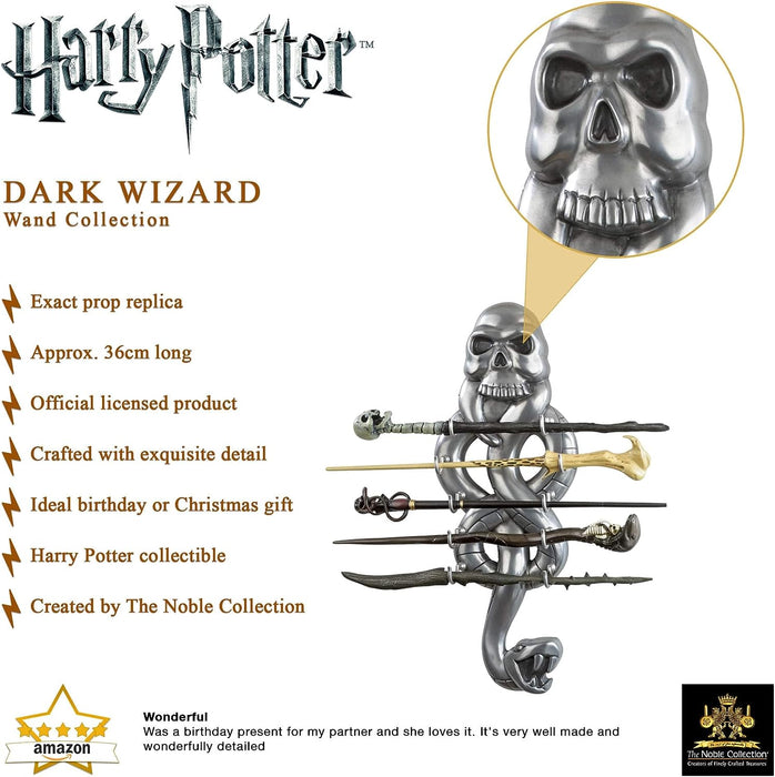 The Noble Collection The Dark Wizard Wand Set - 17in (43cm) PVC Dark Wizard Wand With Prismatic Bookmark - Officially Licensed Harry Potter Film Set Movie Toy