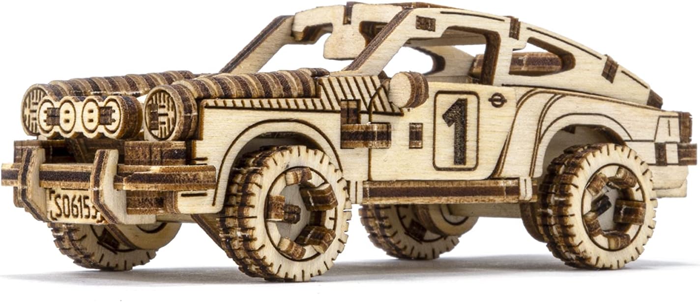 WOODEN.CITY Vintage Cars Rally Car 4 - DIY 3D Wooden Model Kits for Adults to Build Cars - 3D Wooden Puzzles for Adults Brain Teaser - Wood Car Kit Model for 14+ Teens - 113-Part Wooden Car Kit