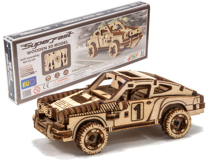 WOODEN.CITY Vintage Cars Rally Car 4 - DIY 3D Wooden Model Kits for Adults to Build Cars - 3D Wooden Puzzles for Adults Brain Teaser - Wood Car Kit Model for 14+ Teens - 113-Part Wooden Car Kit