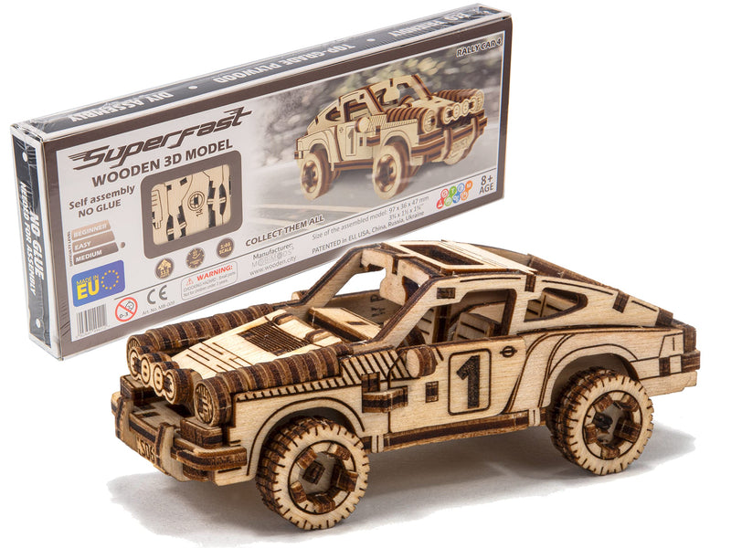 WOODEN.CITY Vintage Cars Rally Car 4 - DIY 3D Wooden Model Kits for Adults to Build Cars - 3D Wooden Puzzles for Adults Brain Teaser - Wood Car Kit Model for 14+ Teens - 113-Part Wooden Car Kit