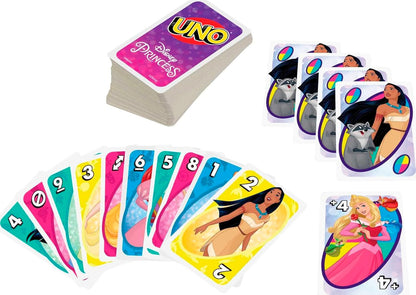 Mattel Games UNO Disney Princesses Card Game for Kids & Family, Themed Deck & Special Rule, 2-10 Players