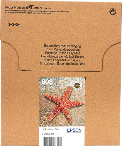 Epson 603 Starfish Genuine Multipack, Eco-Friendly Packaging, 3-Colours Ink Cartridges