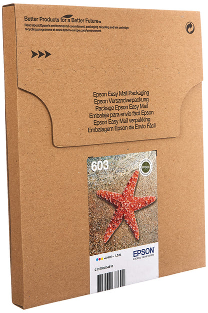 Epson 603 Starfish Genuine Multipack, Eco-Friendly Packaging, 3-Colours Ink Cartridges
