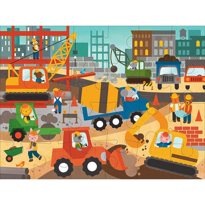 Petit Collage Floor Puzzle, Construction Site, 24-Pieces – Large Puzzle for Kids, Completed Construction Jigsaw Puzzle Measures 18” x 24” – Makes a Great Gift Idea for Ages 3+ Floor Puz Construction S