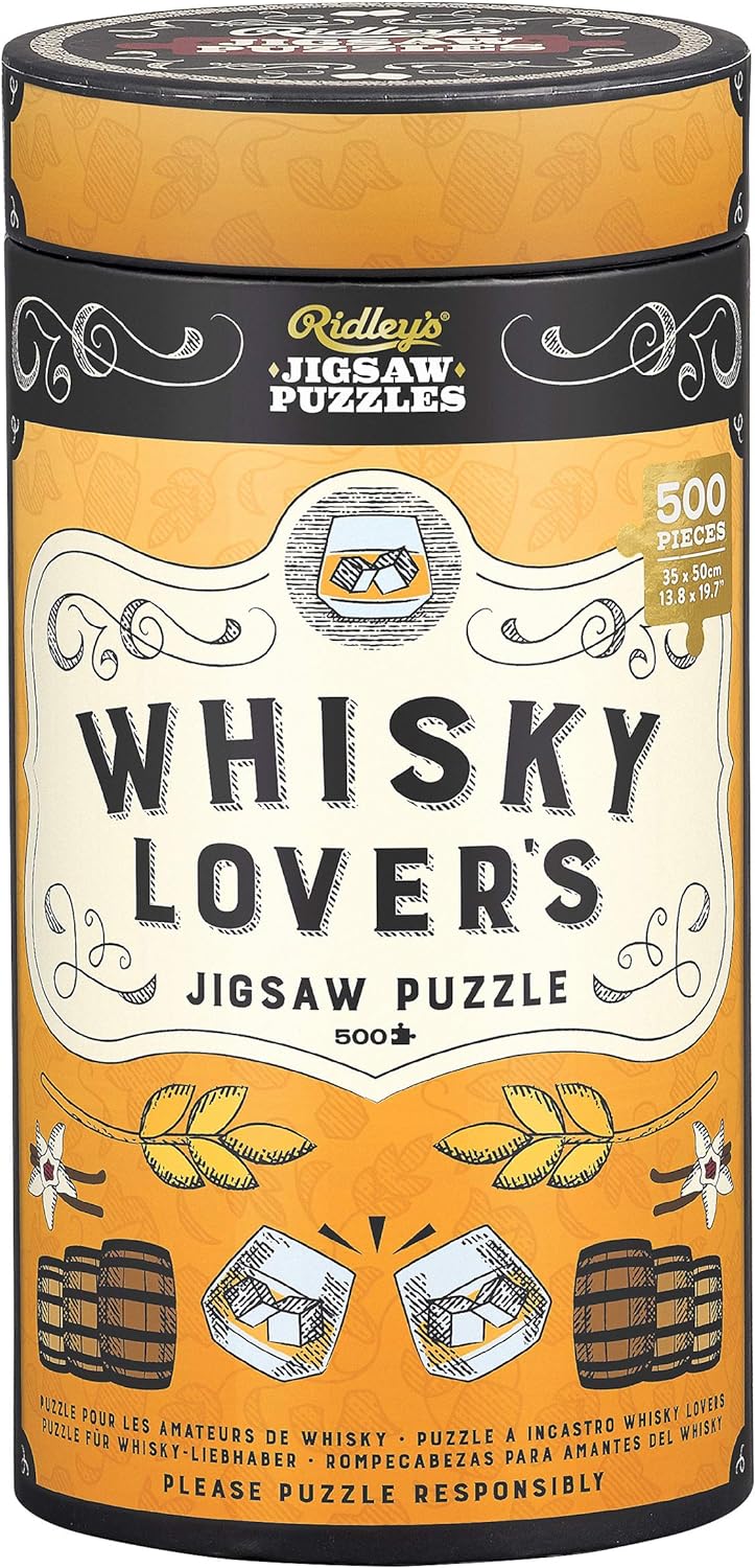 Ridley's Whisky Lover's 500-Piece Jigsaw Puzzle – Whisky Puzzle with Informational Image, Sturdy Storage Tube Included – Activity Puzzle – Makes a Great Gift