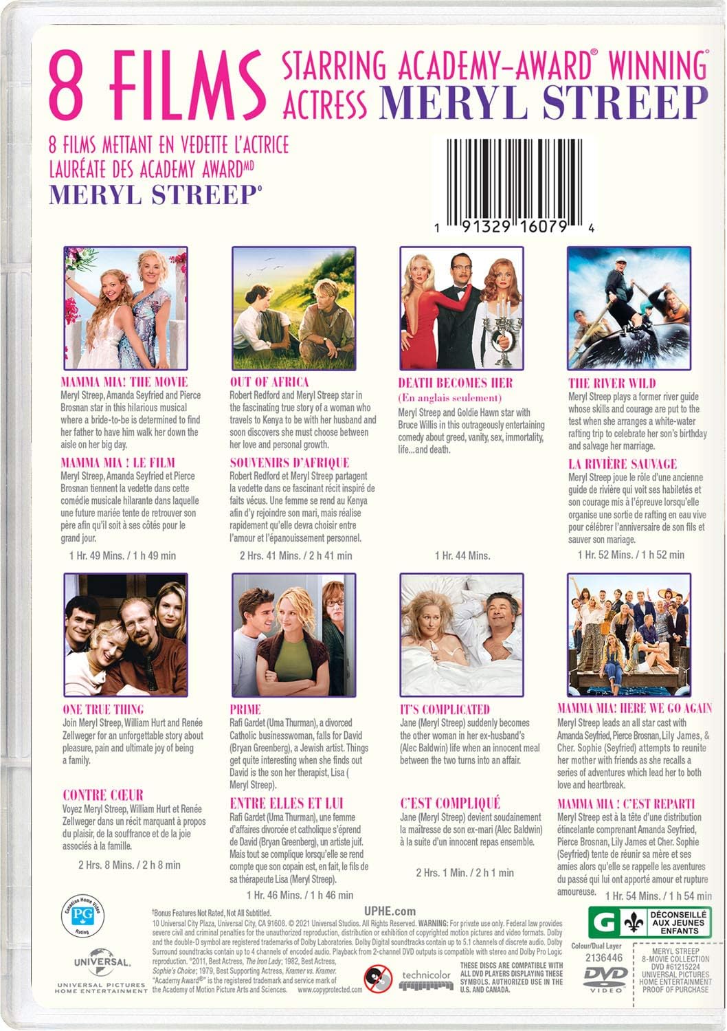 Meryl Streep 8-Movie Collection: Mamma Mia! / Out Of Africa / Death Becomes Her / The River Wild / One True Thing / Prime / It's Complicated / Mamma Mia! Here We Go Again
