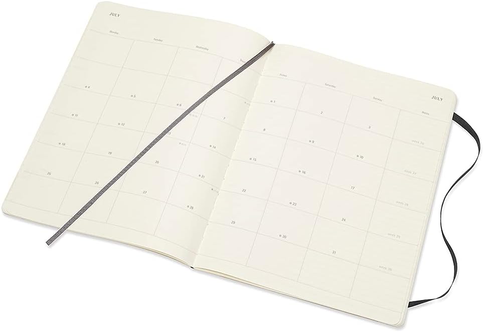 Moleskine - 18-Month Monthly Planner/Diary, Monthly Planner 2021/2022, Monthly Planner with Hard Cover and Elastic Closure, Size X-Large 19 x 25 cm, Colour Black, 128 Pages Soft Cover XL