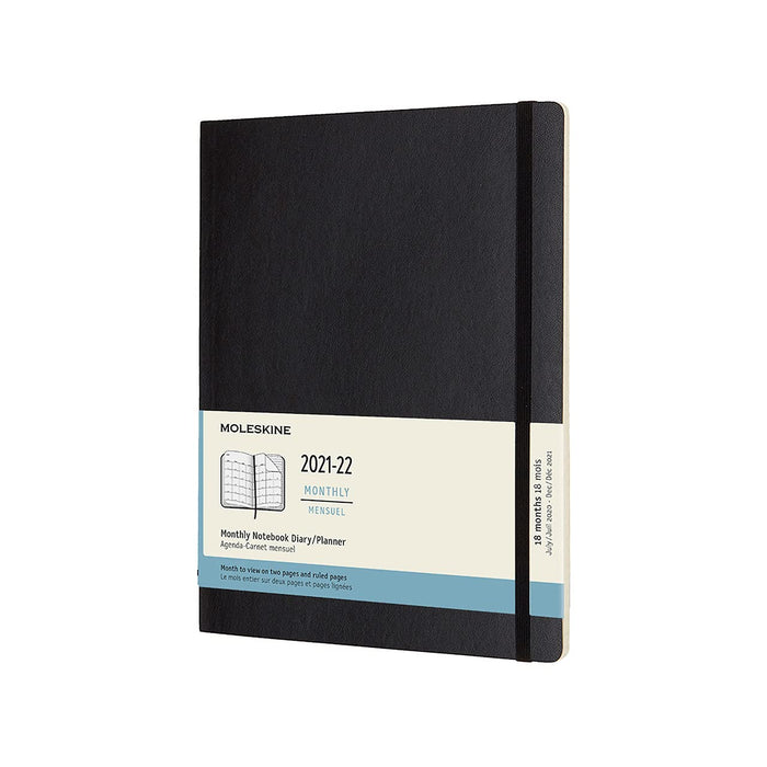 Moleskine - 18-Month Monthly Planner/Diary, Monthly Planner 2021/2022, Monthly Planner with Hard Cover and Elastic Closure, Size X-Large 19 x 25 cm, Colour Black, 128 Pages Soft Cover XL