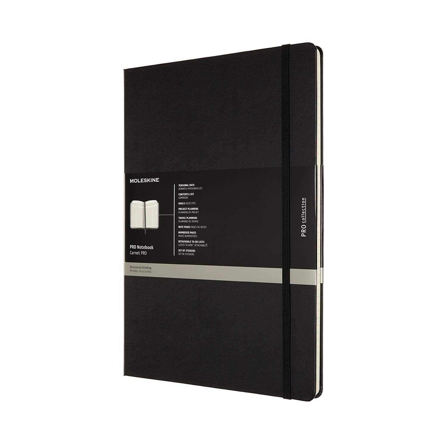 Moleskine A4 Size 21 x 29.7 cm Pro Notebook, Office Notebook, Hard Cover with Elastic Closure, Organised Layout with Detachable To-Do-List , Colour Black, 192 Pages A4 Black