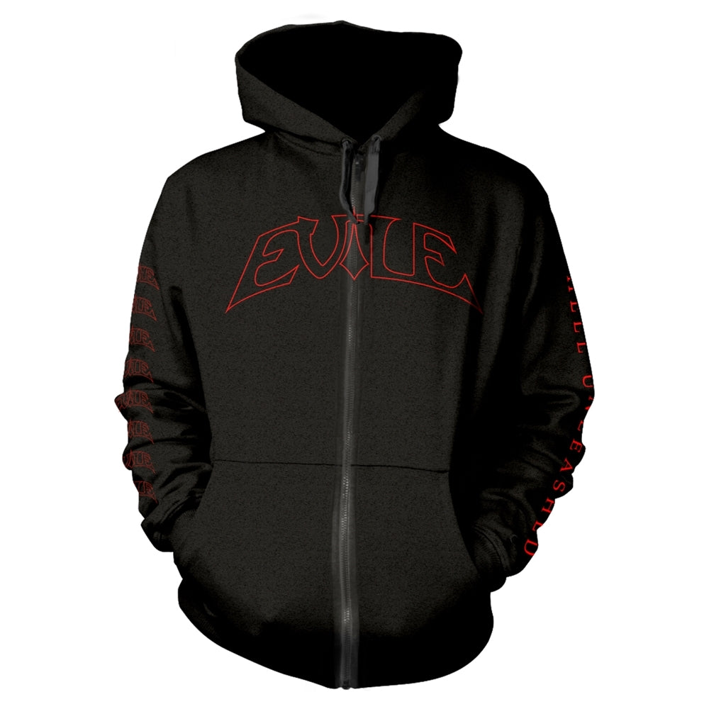 EVILE - HELL UNLEASHED (BLACK) BLACK Hooded Sweatshirt with Zip Small