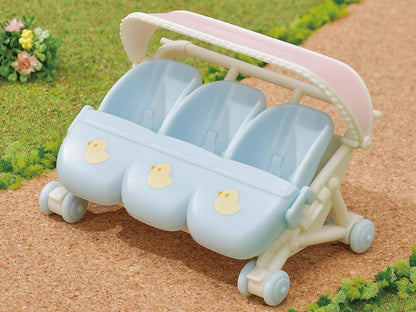 Sylvanian Families 5533 Triplets Stroller - Dollhouse Playsets, Blue, Small