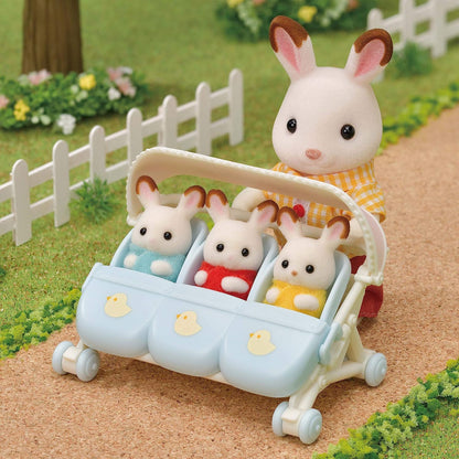 Sylvanian Families 5533 Triplets Stroller - Dollhouse Playsets, Blue, Small