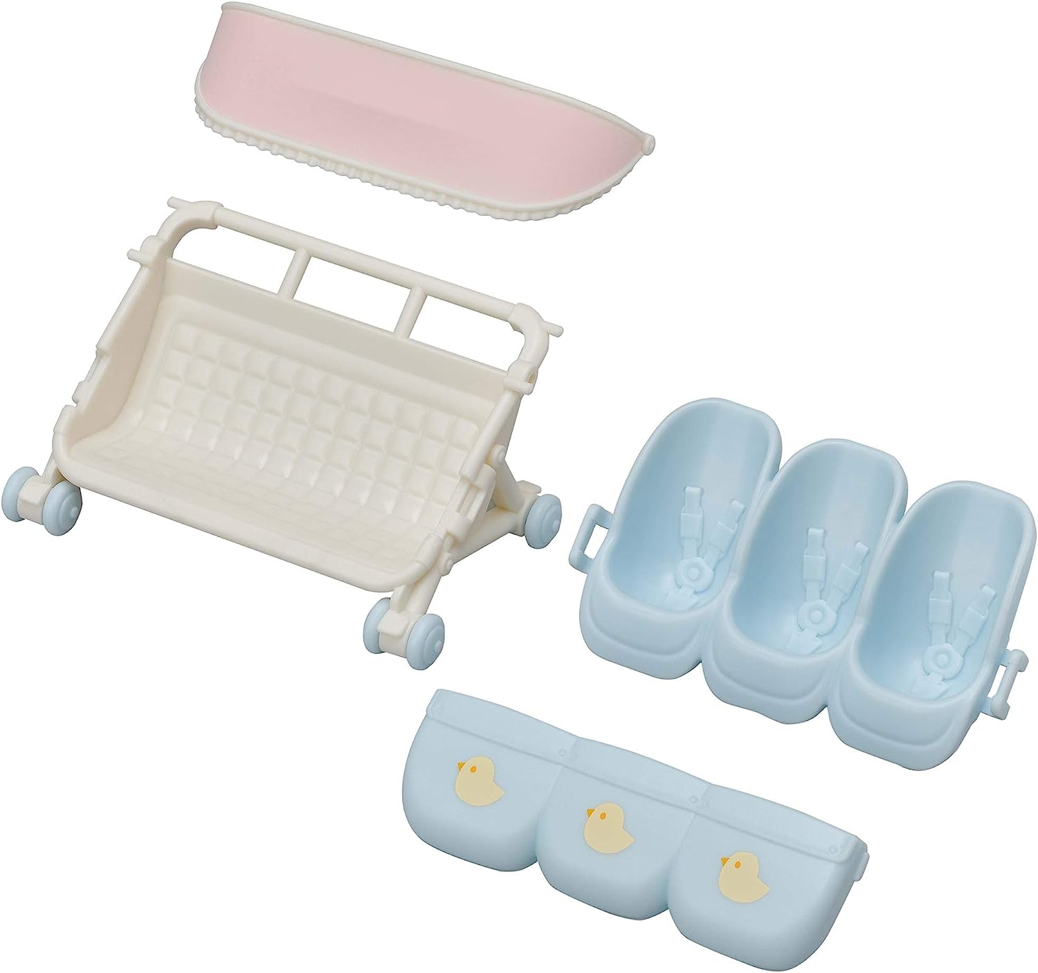 Sylvanian Families 5533 Triplets Stroller - Dollhouse Playsets, Blue, Small