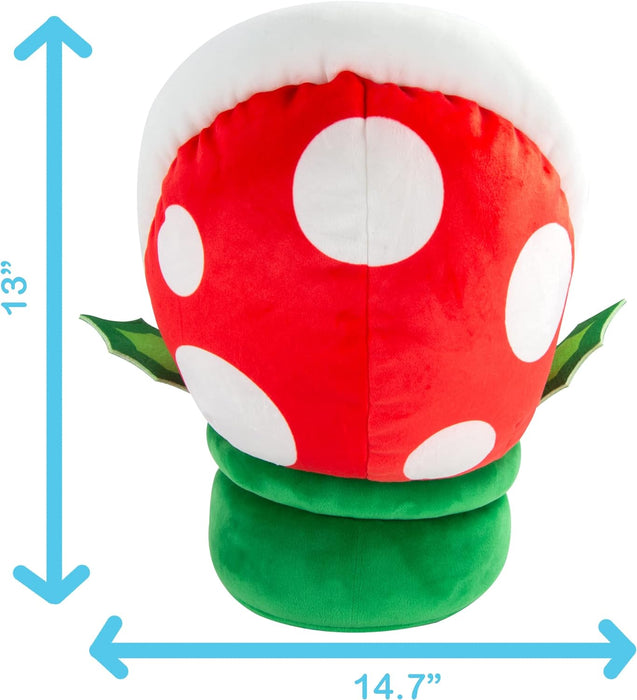 Mocchi Mocchi Mega Piranha Plush Toy 40 cm, Nintendo & Mario Merchandise for Boys Bedroom Accessories, Super Mario Soft Toy for Boys and Girls, Mario Cushion Suitable from 3 Years +