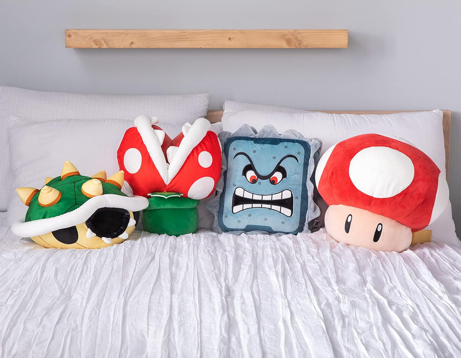 Mocchi Mocchi Mega Piranha Plush Toy 40 cm, Nintendo & Mario Merchandise for Boys Bedroom Accessories, Super Mario Soft Toy for Boys and Girls, Mario Cushion Suitable from 3 Years +