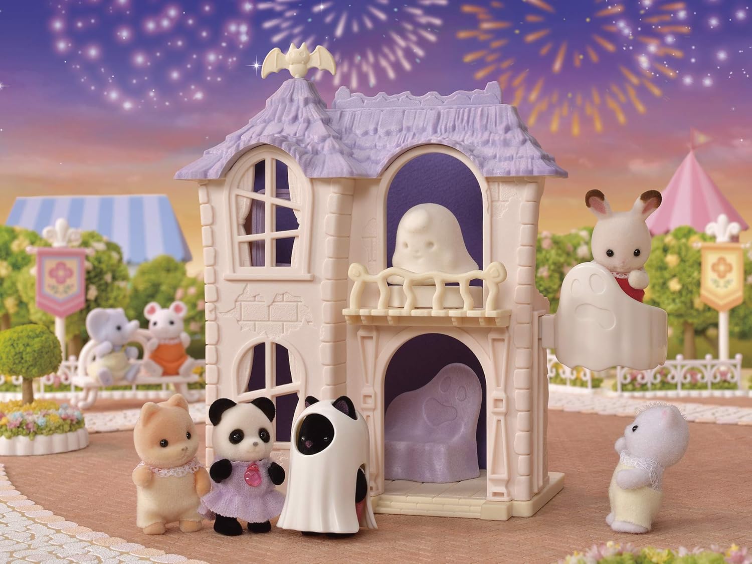 Sylvanian Families 5542 Spooky Surprise House - Dollhouse Playsets & 5539 Baby Star Carousel - Dollhouse Playsets + Carousel - Dollhouse Playsets
