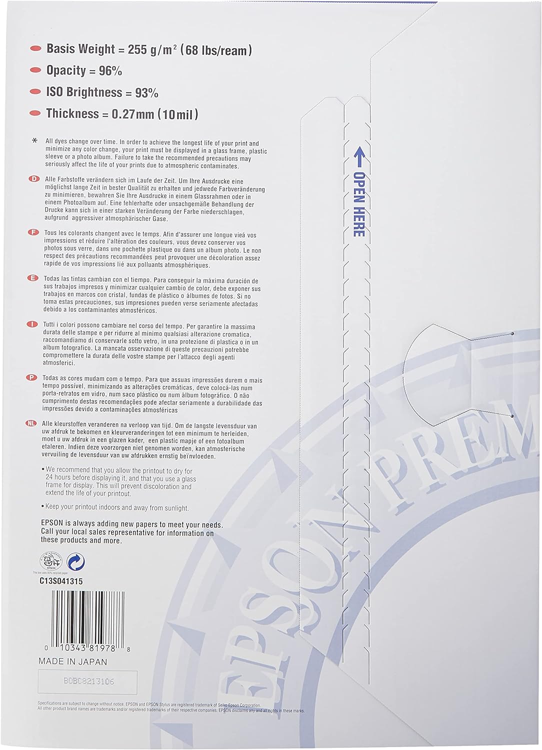Epson Premium Glossy Photo Paper - Papel fotográfico
