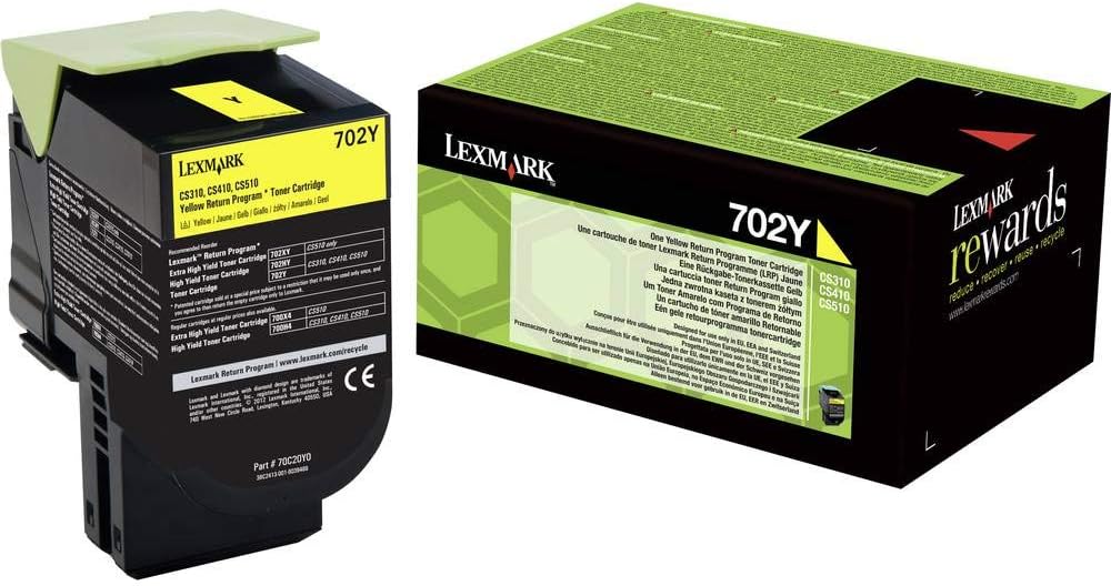 Lexmark 702y Return Program Toner Cartridge - Yellow, 70C20Y0 Yellow Normal