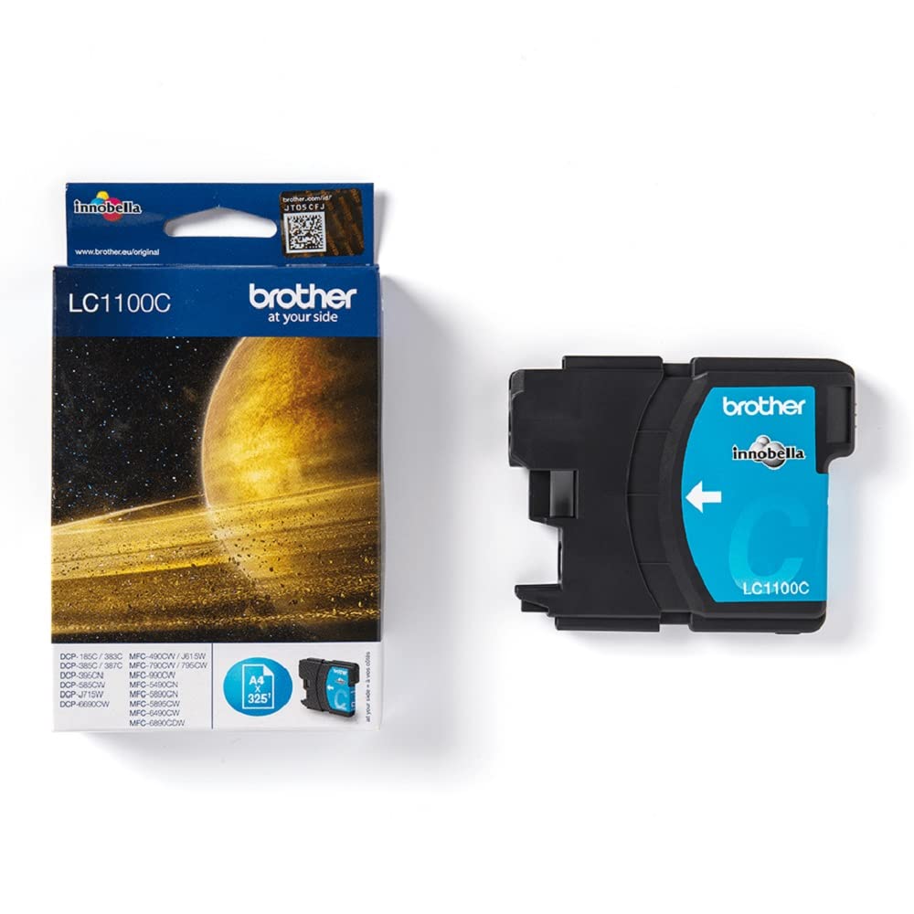 Brother LC-1100C Inkjet Cartridge, Cyan, Single Pack, Standard Yield, Includes 1 x Inkjet Cartridge, Brother Genuine Supplies