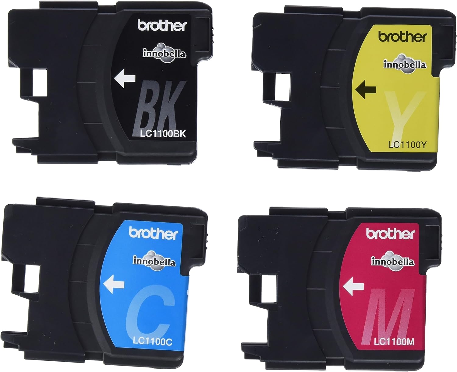 Brother LC-1100BK/LC-1100C/LC-1100M/LC-1100Y Inkjet Cartridges, Black/Cyan/Magenta/Yellow, Multi-Pack, Standard Yield, Includes 4 x Inkjet Cartridges, Brother Genuine Supplies