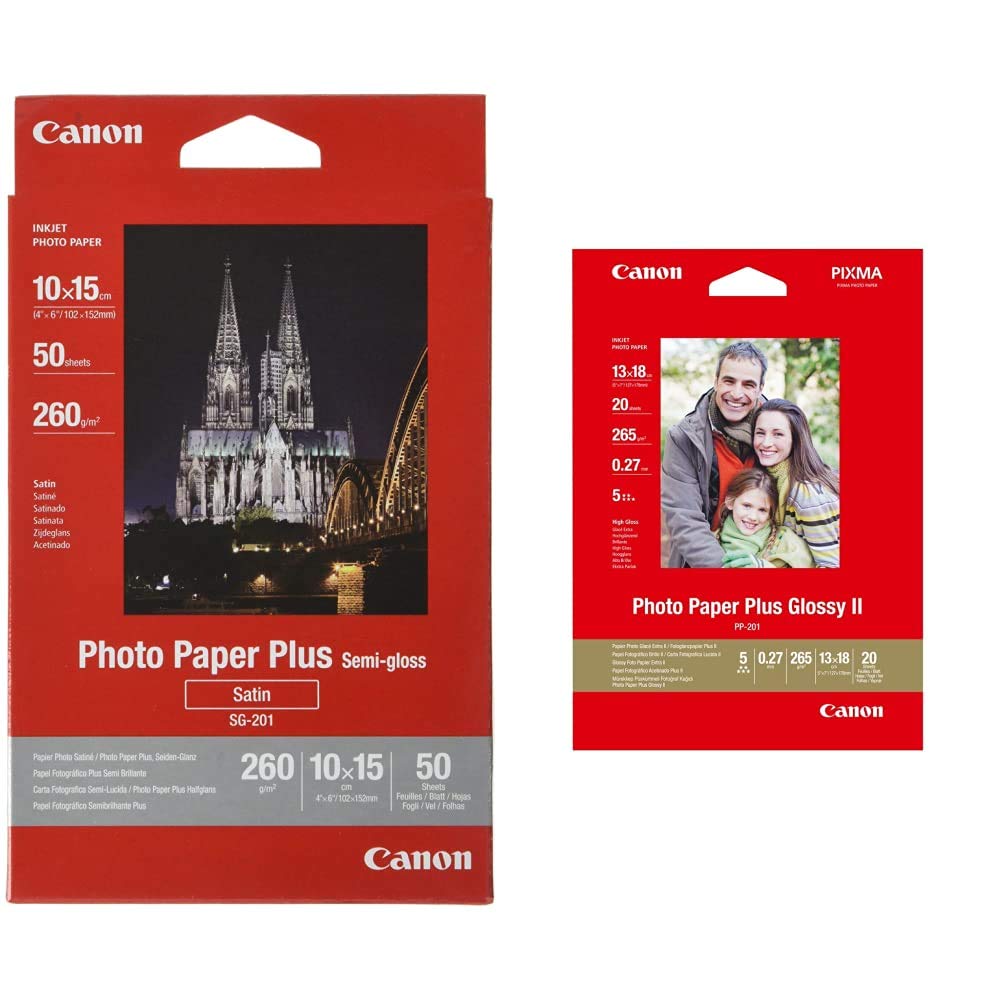 CanonSG2014X6 Original Original 1686B015-100x150mm 50 Sheets Semi-Gloss Photo Paper & Photo Paper Plus Glossy 13 x 18 cm (Pack of 20) 2311B018