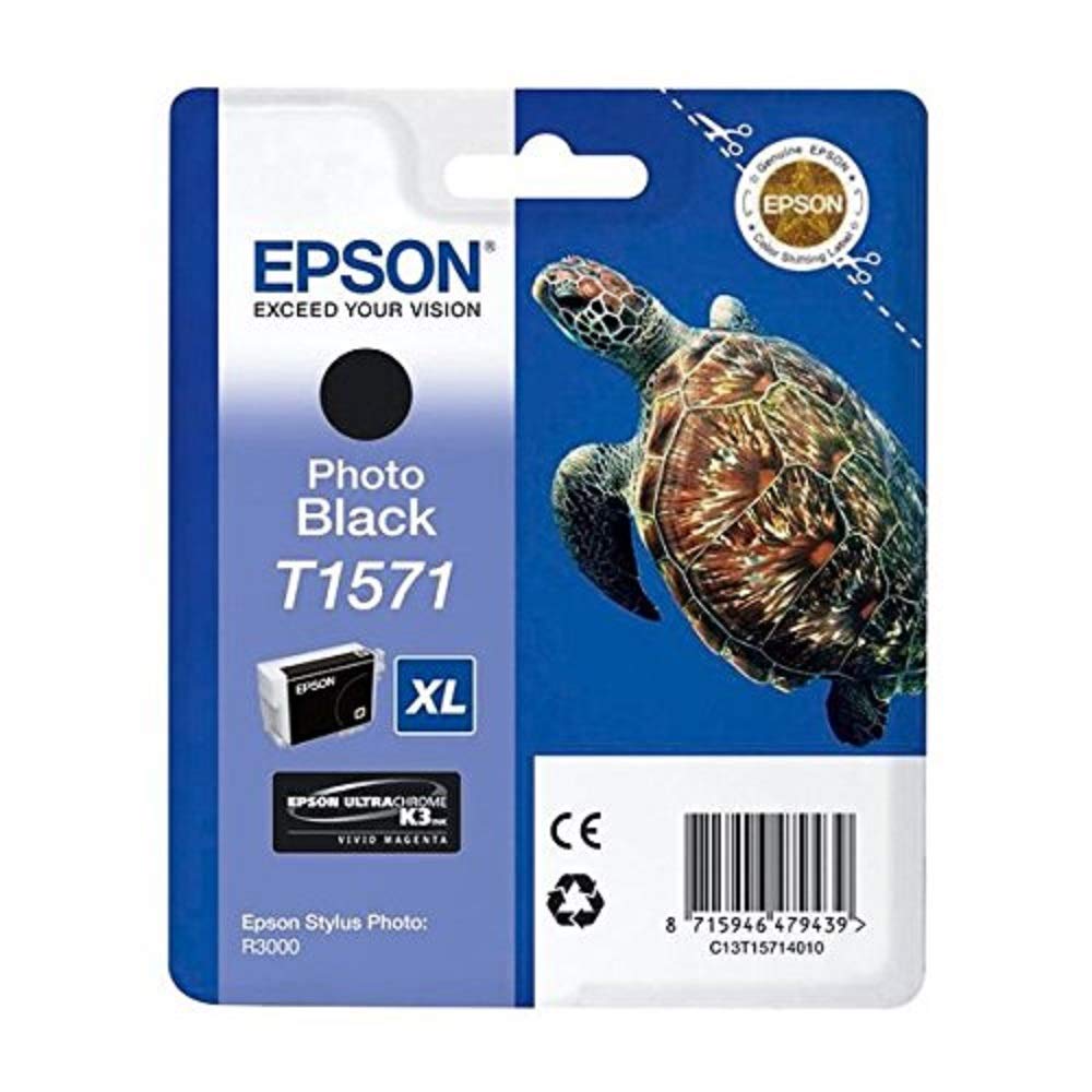 Epson T1571 Print Cartridge, Photo Black, Genuine