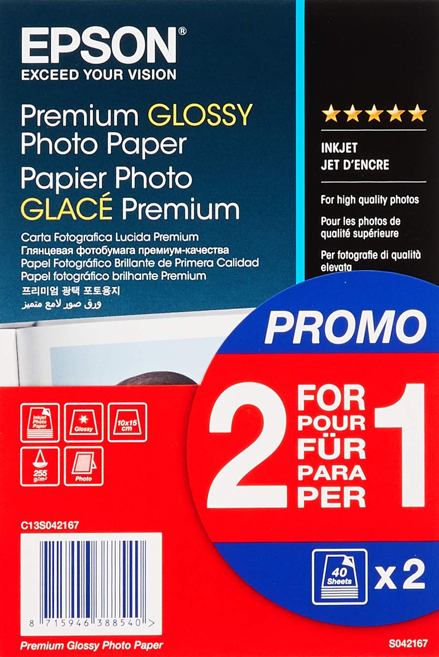 EPSON Premium glossy photo paper inkjet 255g/m2 (A6 paper 100x150mm) 2x40 sheets 1-pack