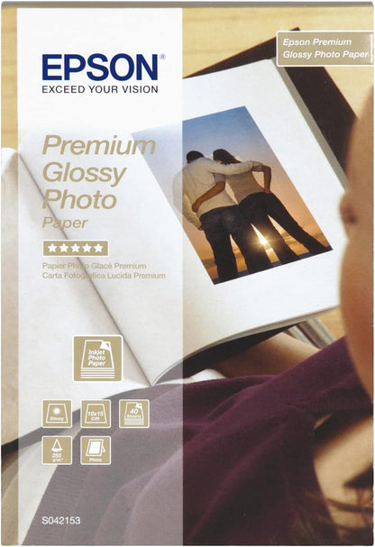 Epson C13S042153 Premium Glossy Photo Paper 100x150mm (40 Sheets),White