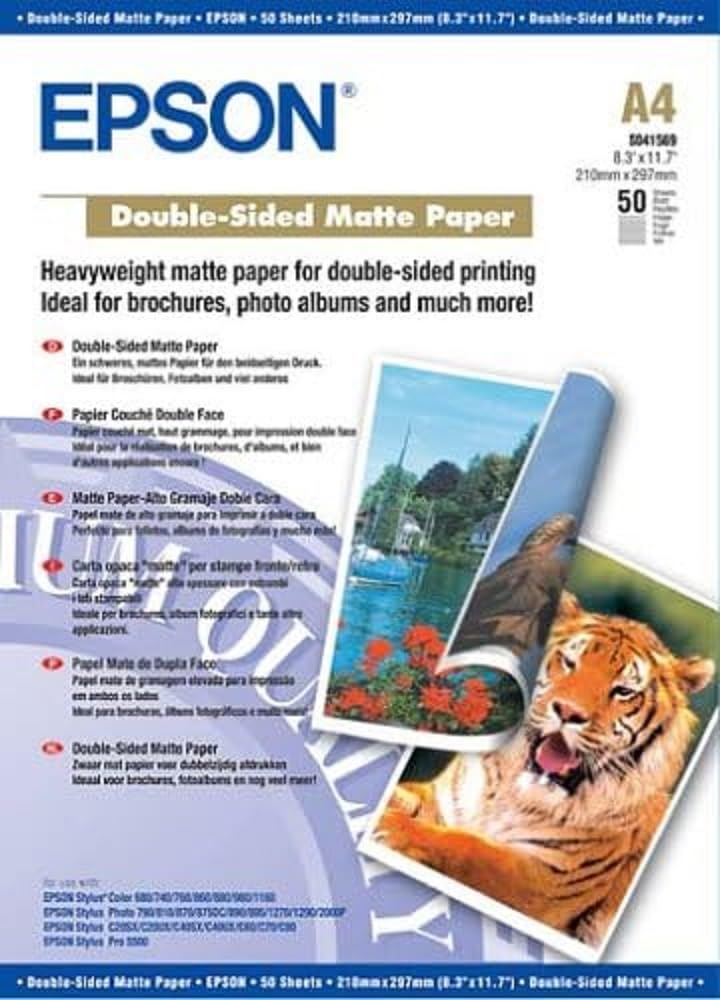 Epson Papier Photo Mat Couché Double Face A4 210 X 297 Mm - 50 Feuilles