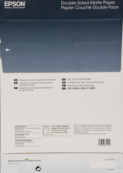 Epson Papier Photo Mat Couché Double Face A4 210 X 297 Mm - 50 Feuilles
