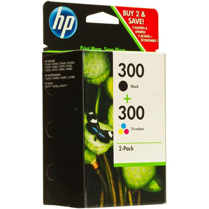 HP 300 original Tintenpatrone CN637EE schwarz und dreifarbig Standardkapazität 2 x 4ml schwarz: 200 Seiten Farbe: 165 Seiten 2er-Pack