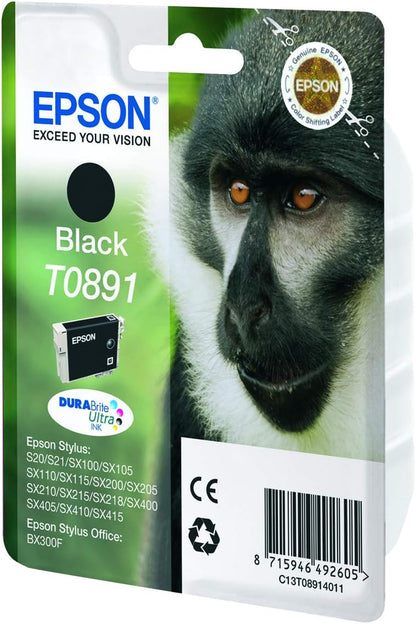 Epson T0891 Stylus Ink Cartridge, Black, Genuine