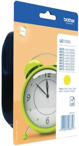 Brother LC125XLY Cartuccia InkJet Originale, Alta Capacità, fino a 1200 Pagine, per Stampanti MFCJ4410DW / MFCJ4510DW / MFCJ4610DW / MFCJ4710DW / MFCJ6520DW / MFCJ6920DW, Colore