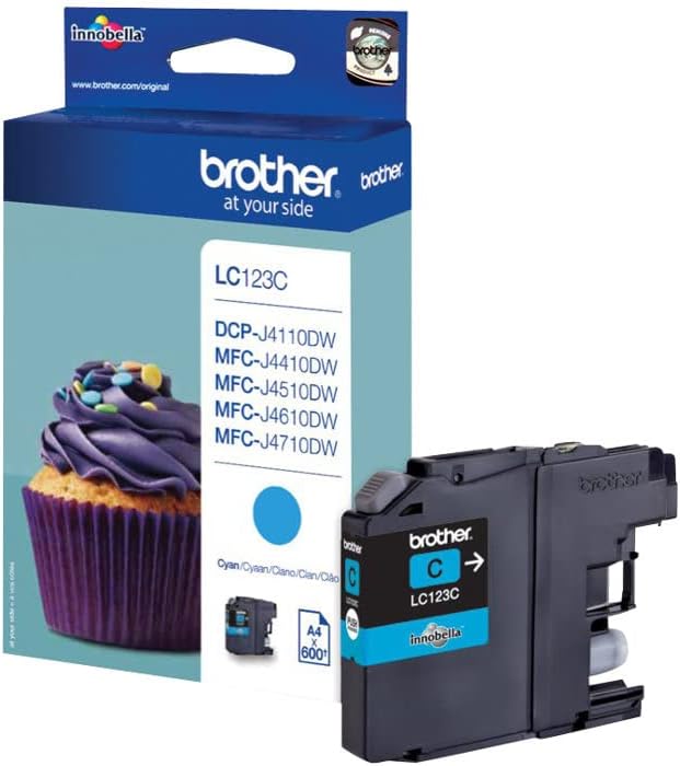 Brother LC-123C Inkjet Cartridge, Cyan, Single Pack, Standard Yield, Includes 1 x Inkjet Cartridge, Brother Genuine Supplies