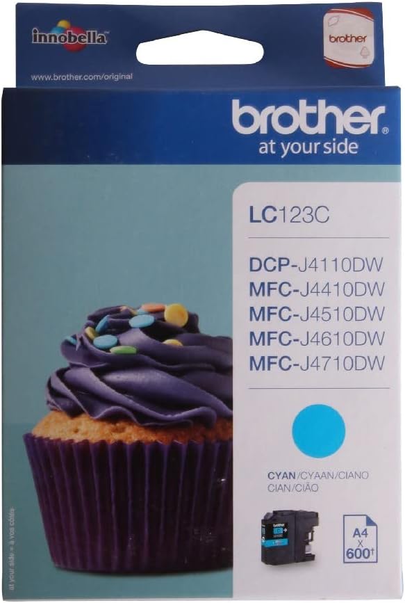 Brother LC-123C Inkjet Cartridge, Cyan, Single Pack, Standard Yield, Includes 1 x Inkjet Cartridge, Brother Genuine Supplies