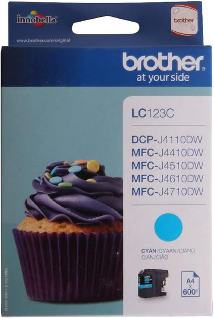 Brother LC-123C Inkjet Cartridge, Cyan, Single Pack, Standard Yield, Includes 1 x Inkjet Cartridge, Brother Genuine Supplies