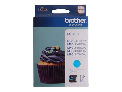 Brother LC-123C Inkjet Cartridge, Cyan, Single Pack, Standard Yield, Includes 1 x Inkjet Cartridge, Brother Genuine Supplies