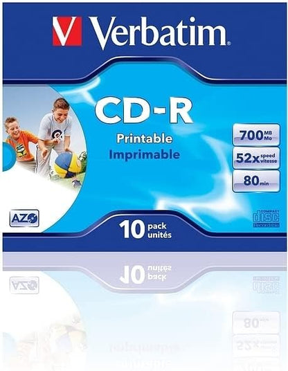 Verbatim 43325 AZO 52x Printable CD-R - Jewel Cased 10 Pack